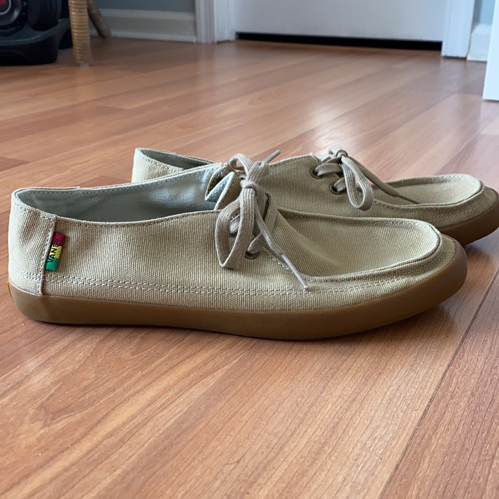 Vans Tan Surf Siders w/ Rasta Tag